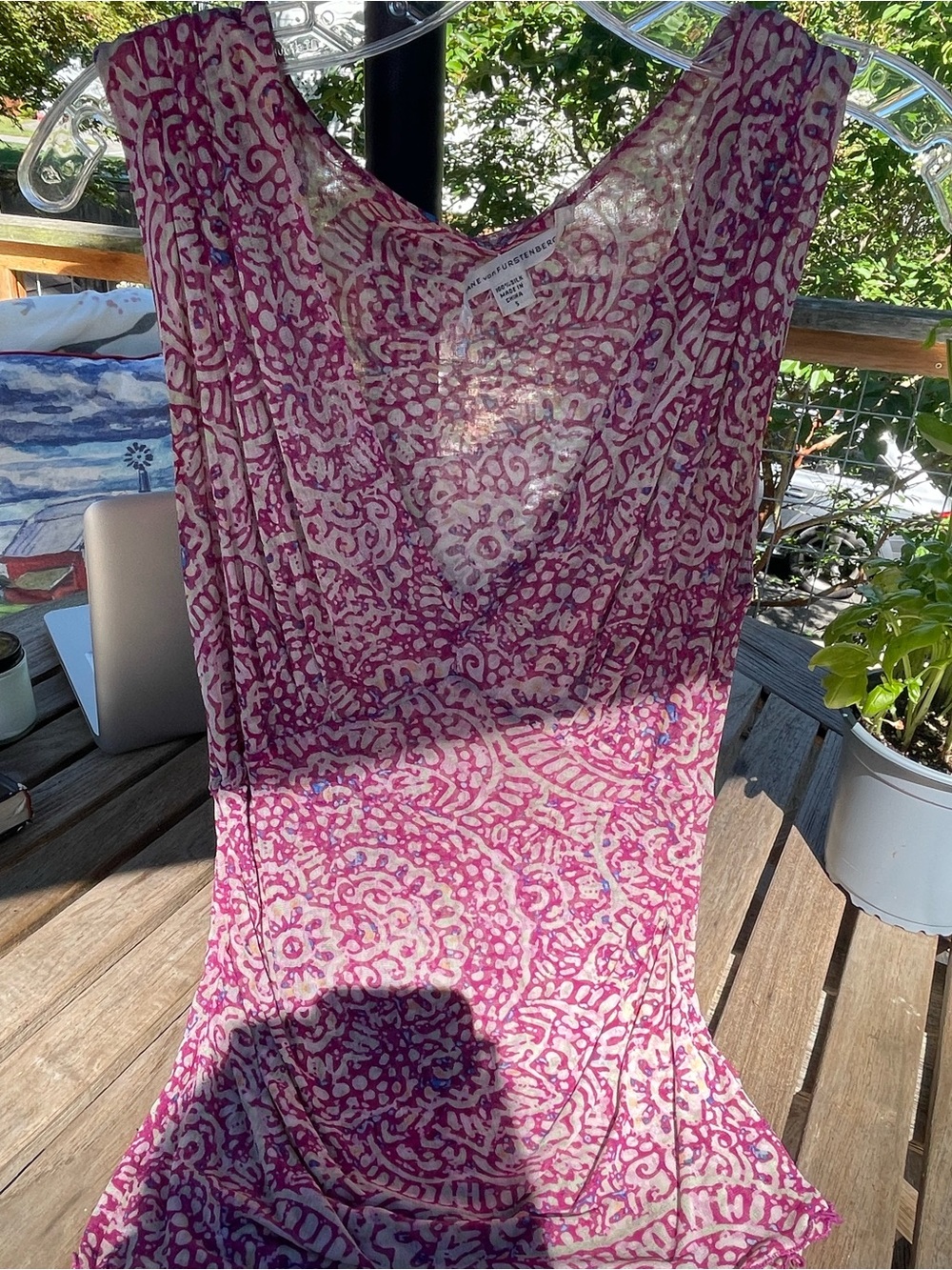 Diane Von Furstenberg Pink and White Paisley Sleeveless Blouse